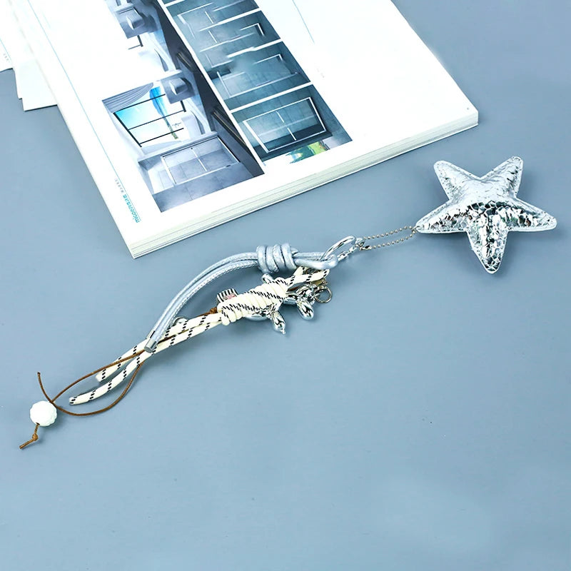 Starfish & Balloon Dog Charm Keychain – Braided Rope Bag Pendant