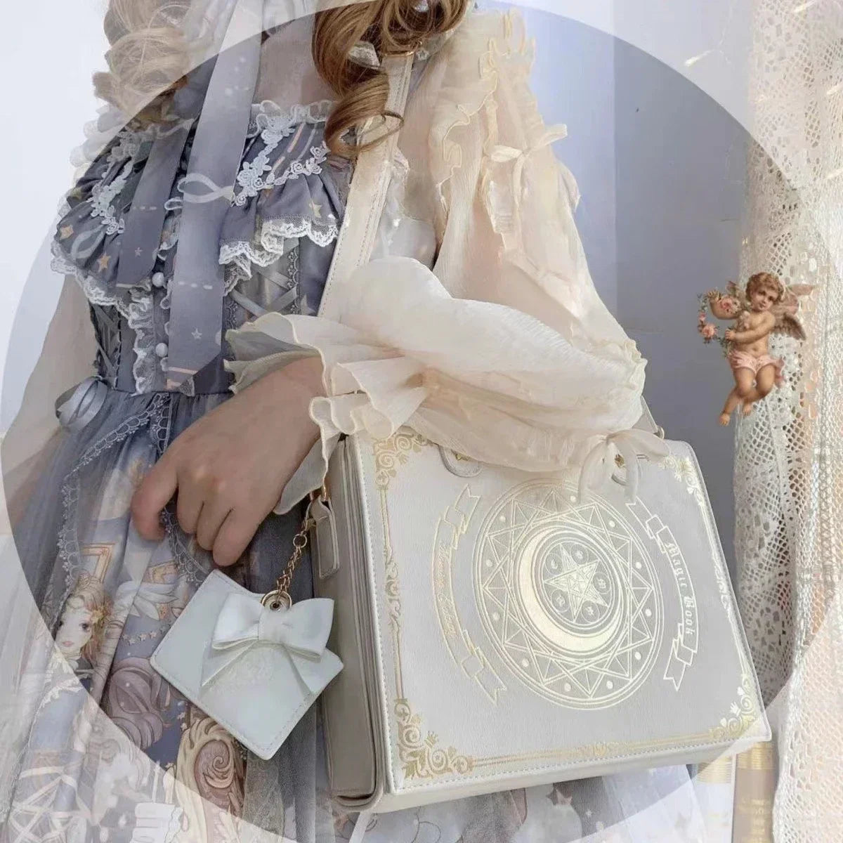 Gothic Magic Book Shoulder Bag – Y2K Aesthetic Crossbody Purse