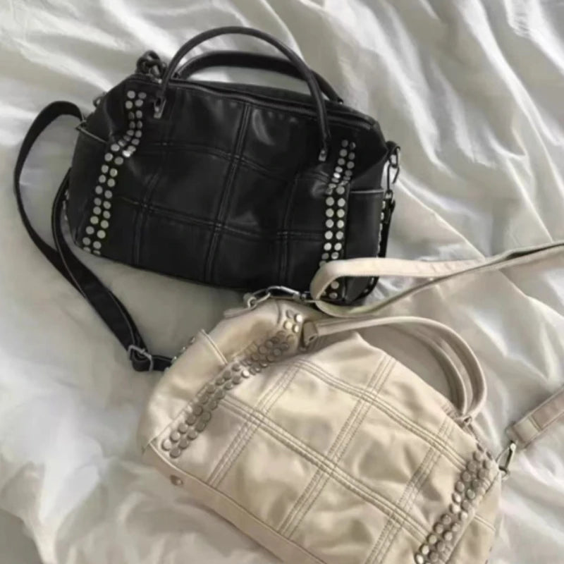 Rivet Tote Bag – Large Capacity Motorcycle Handbag with Strap