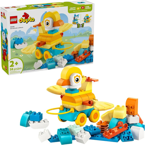 LEGO DUPLO 10448 3-in-1 Animals on Wheels – 58-Piece Toddler Set