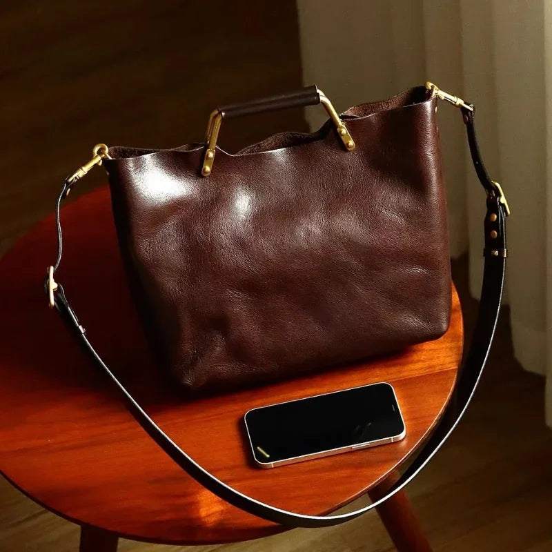 Large Capacity Tote Bag – Women's Luxury 2-in-1 Shoulder Bag with Metal Handle