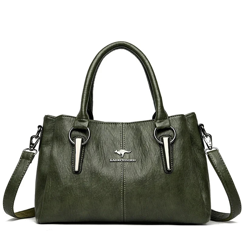 Luxury Soft Leather Handbag for Women – 3-Layer Shoulder Bag