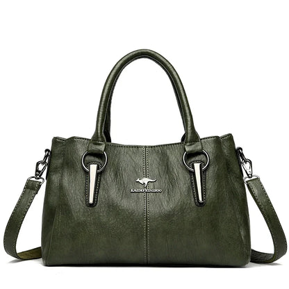 Luxury Soft Leather Handbag for Women – 3-Layer Shoulder Bag