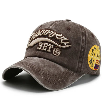 Vintage Washed Baseball Cap – Unisex Letter Embroidery Snapback Hat