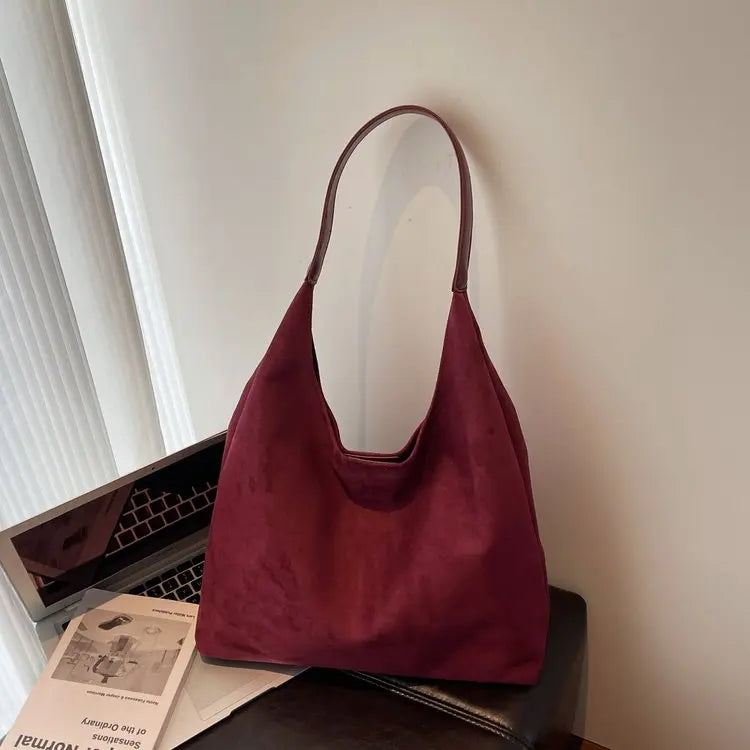 Soft Suede Hobo Shoulder Bag for Women – Large Luxury Handbag
