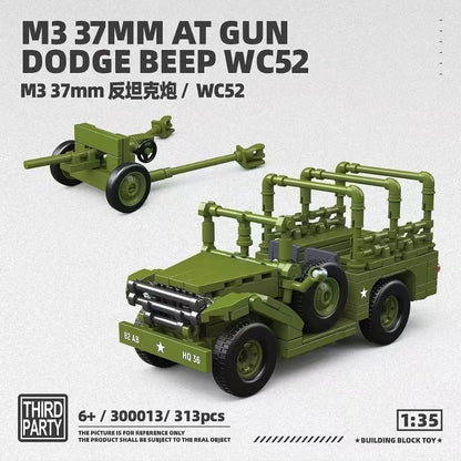 M3 Scout Car & Artillery Building Blocks Military MOC Set for Kids