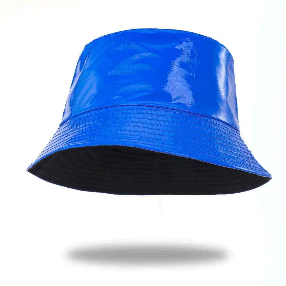 Reversible Faux Leather Bucket Hat for Women – Waterproof PU