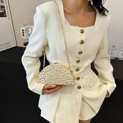 Moods Luxury Golden Evening Bags Women Wedding Dinner Party Chain Shoulder Cross Body Bag Designer