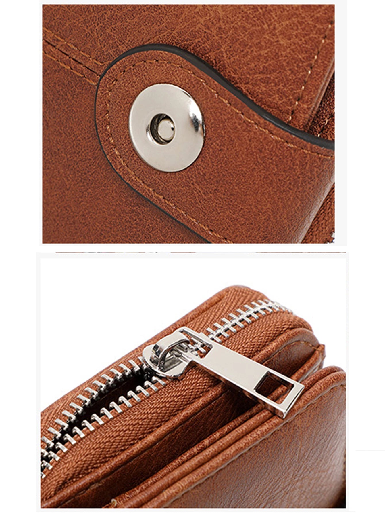 Women's RFID Blocking Short Wallet – Vintage Zipper Coin Purse & Card Holder