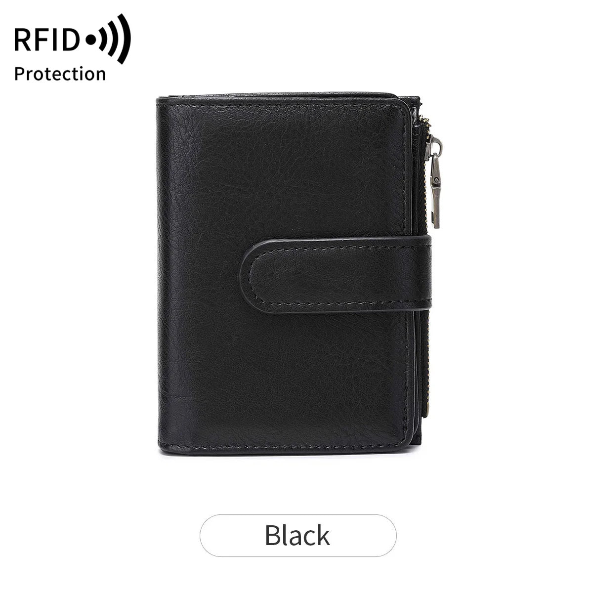 RFID Anti-Theft Women's Wallet – Retro Trifold Coin Purse with Zipper Closure