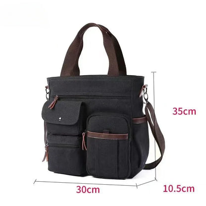 Vintage Canvas Messenger Bag – Large Capacity Multi-Pocket Crossbody, Unisex