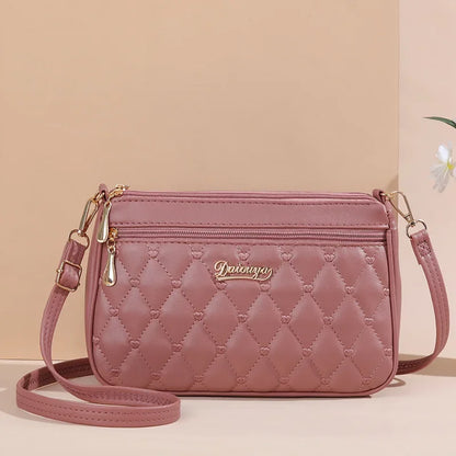 Quilted PU Leather Crossbody Bag for Women