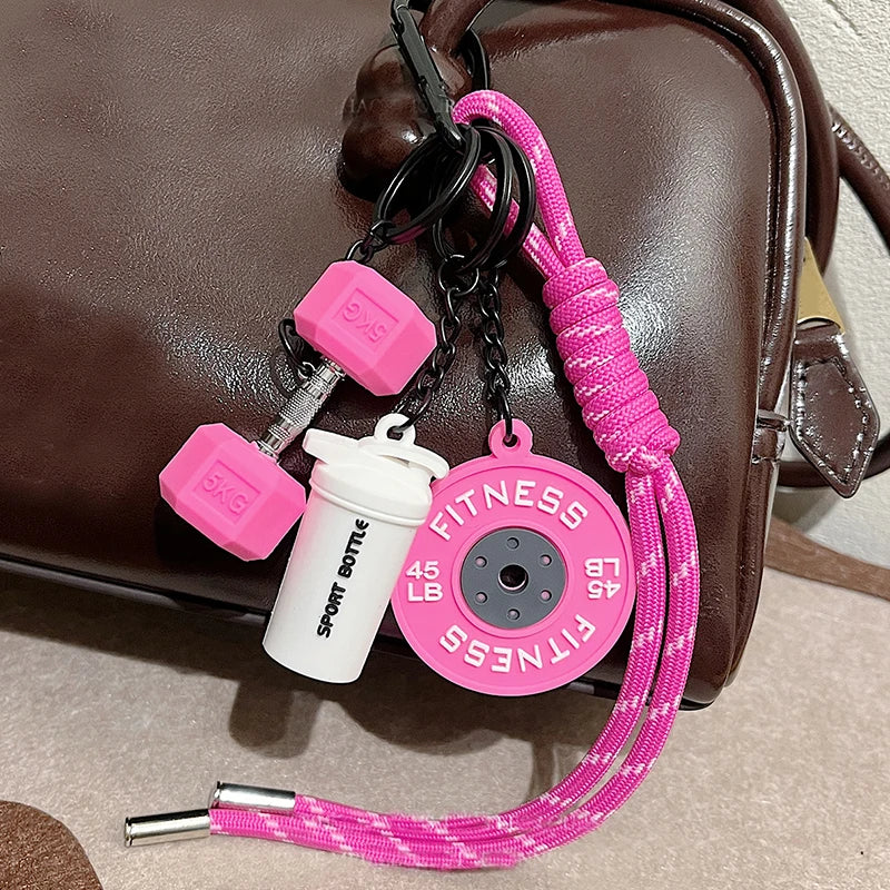 Mini Dumbbell Fitness Keychain with Nylon Rope