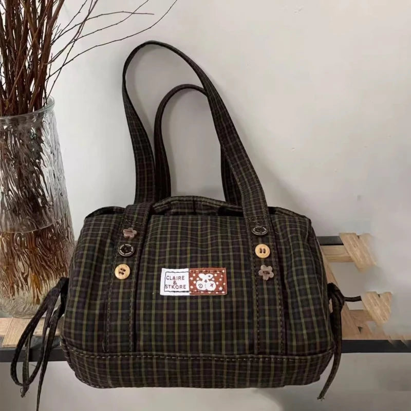Plaid Shoulder Bag Women Large Capacity Crossbody Tote