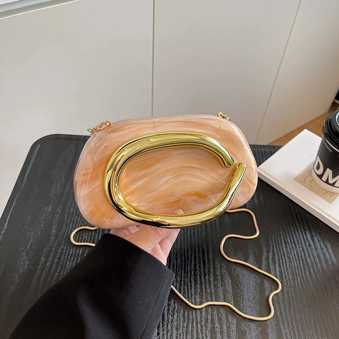 Acrylic Metal Handle Evening Bag – Women's Clutch Handbag