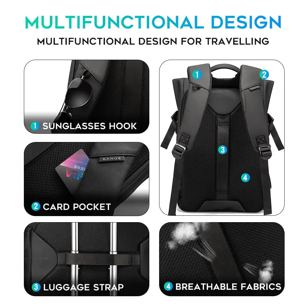 Bange BG-7700 Waterproof Laptop Backpack – 15.6" Flap-Top Fashion Rucksack
