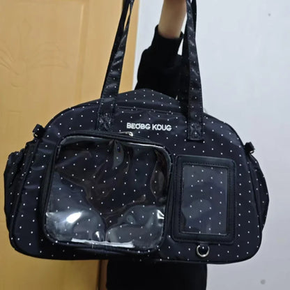 Kawaii Itabag Polka Dot Crossbody Bag with Clear Pin Display Window