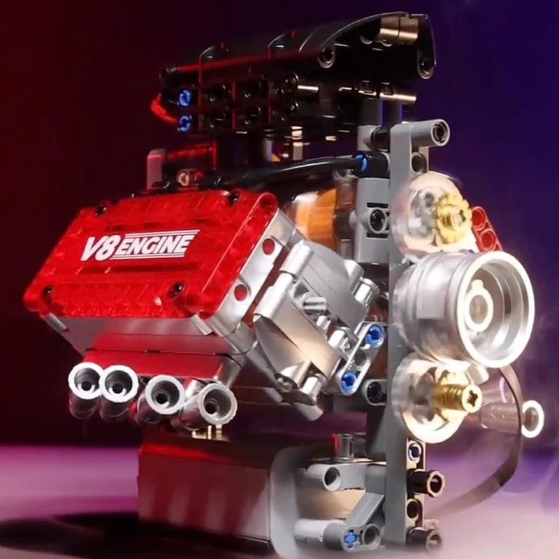 V8 Engine Motorized Building Blocks Technical Model Set