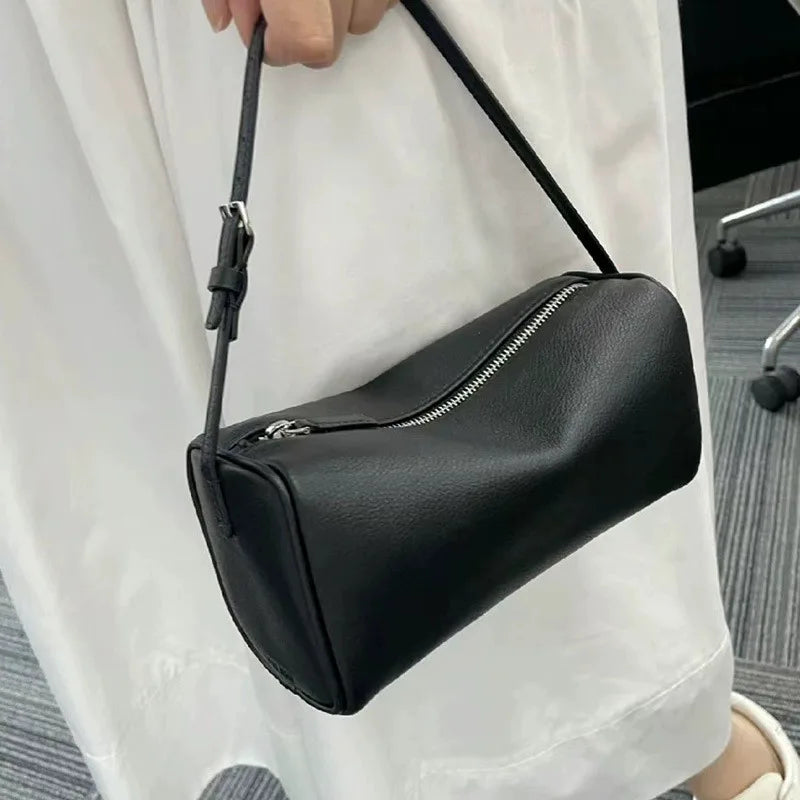 Cylindrical Shoulder Bag – Minimalist Leather Handbag for Women