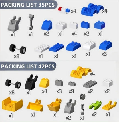 Large Particle Building Blocks Engineering Vehicle Set for Kids – Excavator & Cars