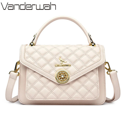 Quilted Crossbody Bag for Women – 3-Layer Leather Handbag
