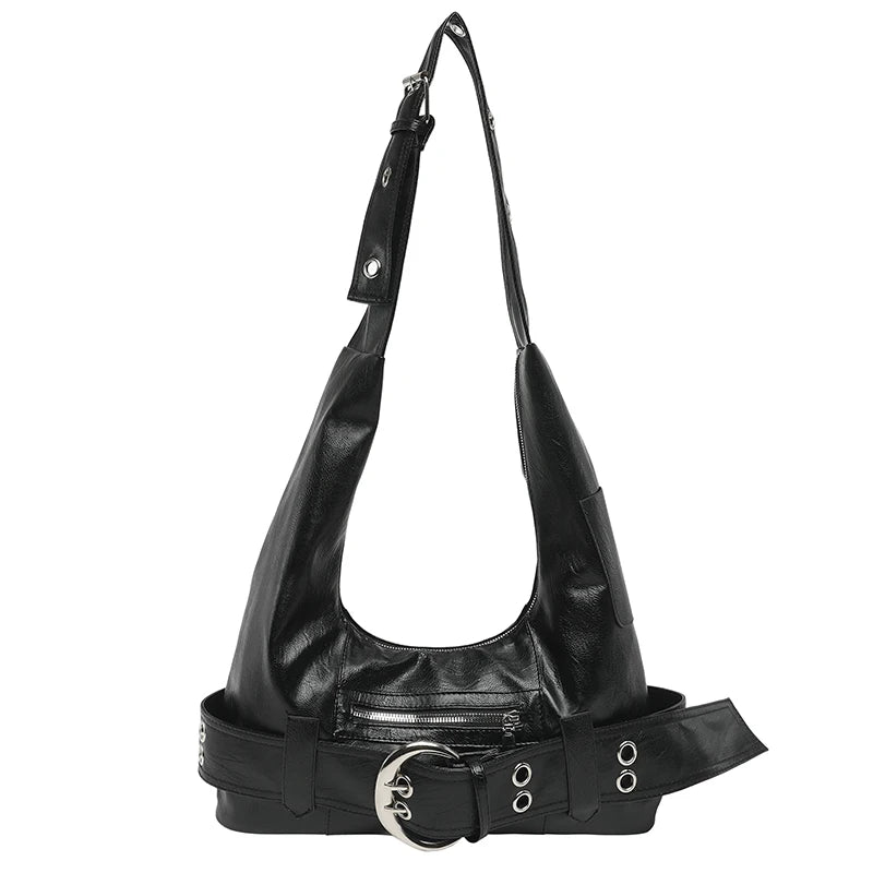 Large Capacity PU Leather Hobo Bag for Women – Buckle Shoulder Bag