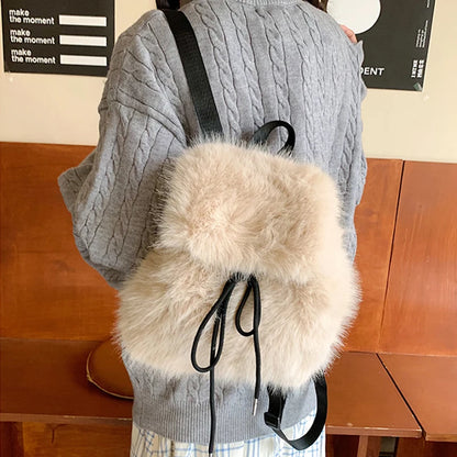 Fluffy Plush Women's Backpack – Soft Furry Mini Shoulder Bag