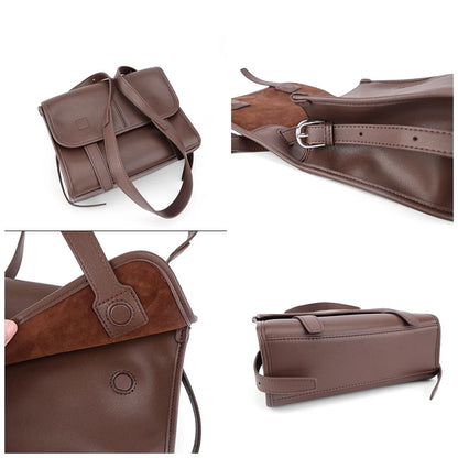 Women's Genuine Leather Crossbody Bag – Multi-Pocket Shoulder Messenger