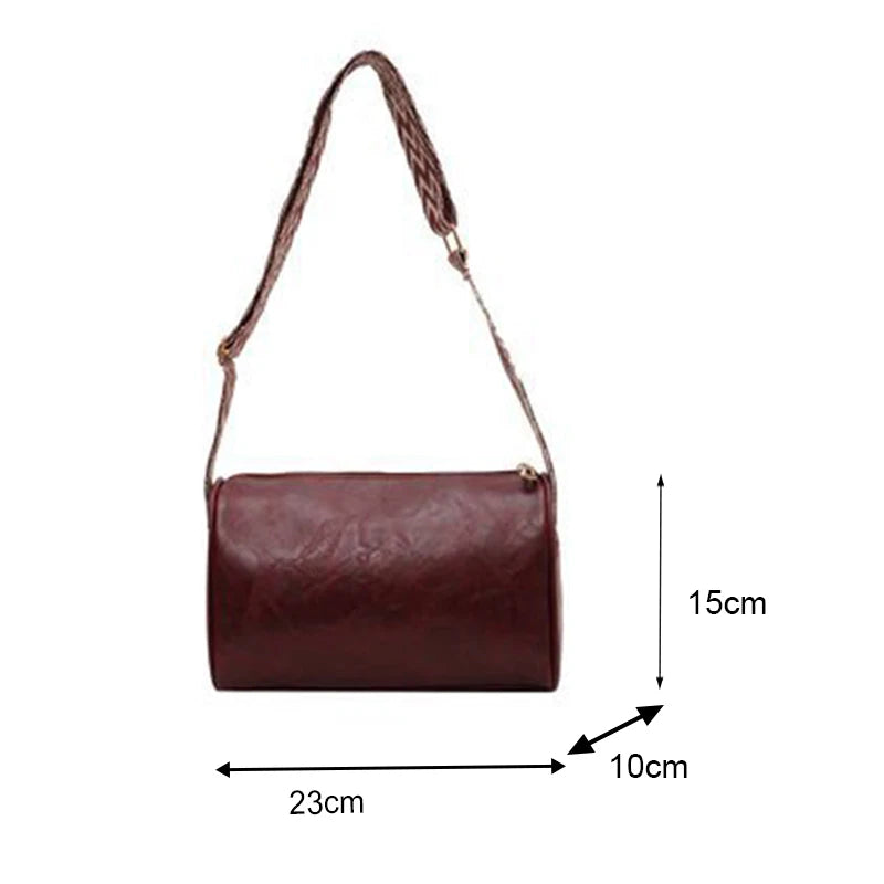 PU Leather Crossbody Bag for Women – Wide Strap Pillow Bag