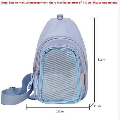 Kawaii Ita Sling Bag – Nylon Crossbody with Display Window