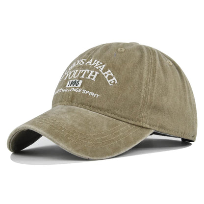 Embroidered Vintage Baseball Cap – Washed Cotton Snapback for Men & Women