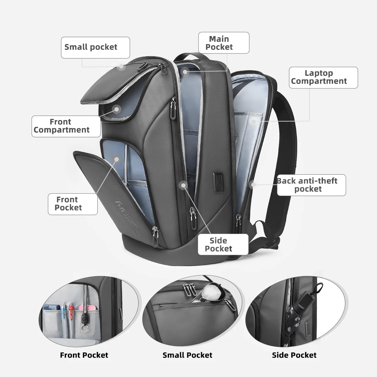 17-Inch Laptop Backpack for Men – Large Capacity Anti-Theft Travel & Business Weekender Bag