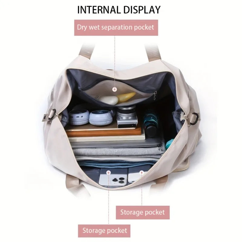 Weekender Duffle Bag Large Capacity with Shoe Compartment for Women