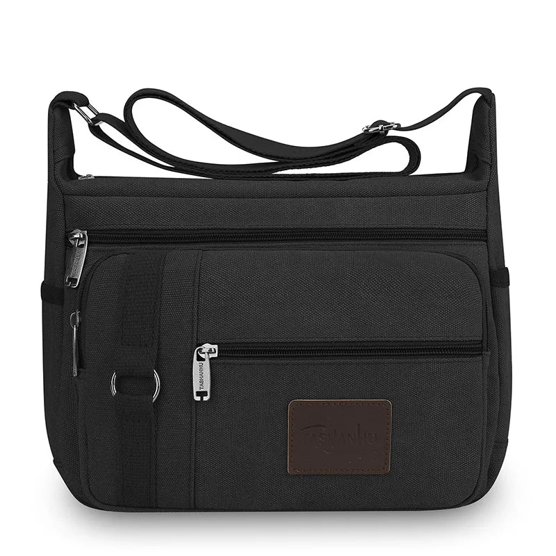 Men's Canvas Crossbody Bag – Multi-Pocket Travel Messenger