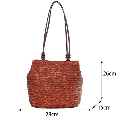 Straw Woven Shoulder Bag for Women – Handmade Boho Tote