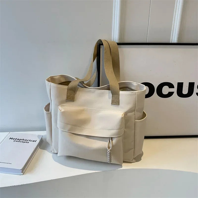 Casual Shoulder Bag Canvas Bag Women Large Capacity Summer College Student Commuting Tote Bag Women