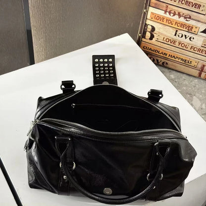 Studded Motorcycle Shoulder Bag – Large Crossbody Handbag