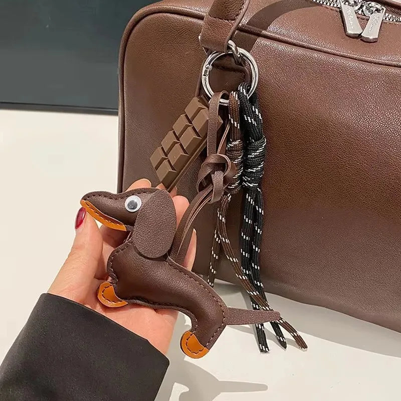 Cute Animal Leather Keychain Charm – Cat & Dog Pendant