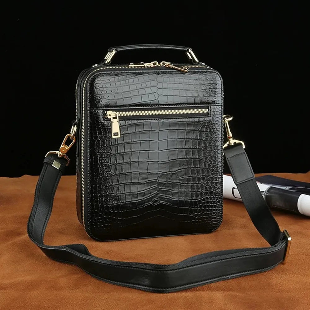 Crocodile Leather Men's Business Bag – Large Capacity Shoulder & Handbag