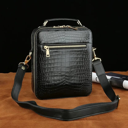 Crocodile Leather Men's Business Bag – Large Capacity Shoulder & Handbag