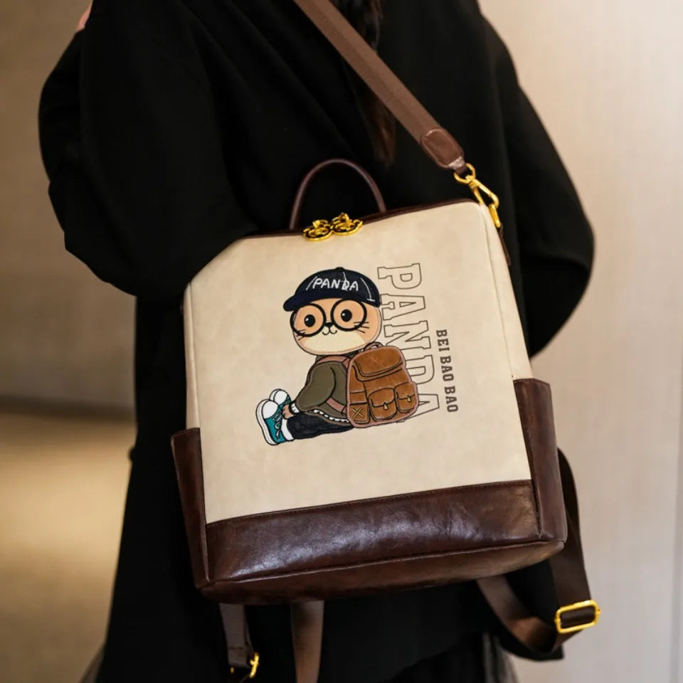 3-in-1 Women's Backpack – Cute Cartoon Collegiate Style Shoulder Bag