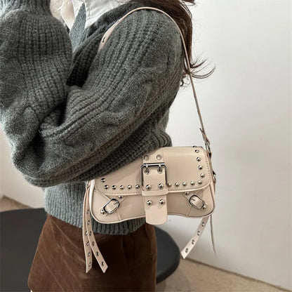 Punk Rivet Shoulder Bag – PU Leather Armpit Purse