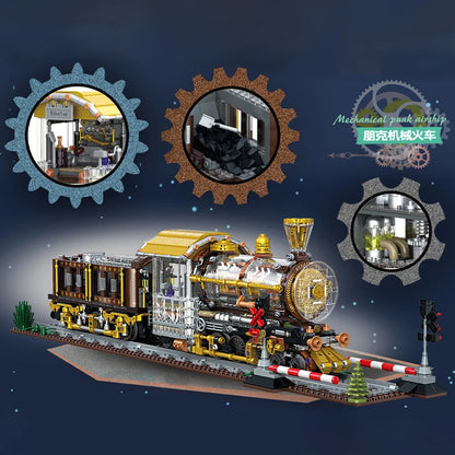 Steampunk Steam Train Building Blocks Set – 1958-Piece MOC Model