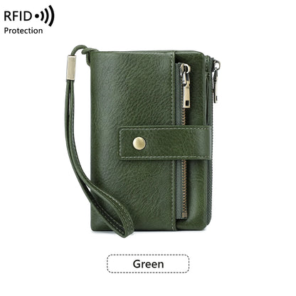RFID Blocking Women's Trifold Wallet – Large Capacity Leather Purse