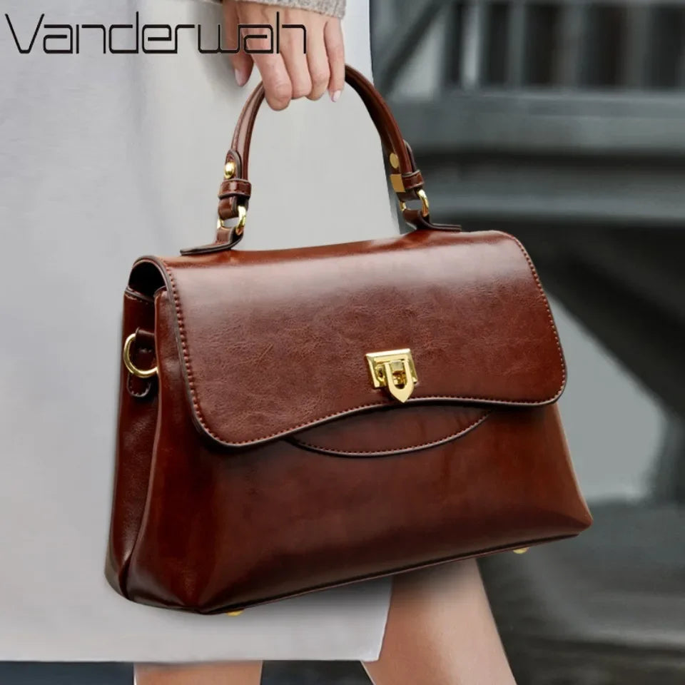 Women's Leather Crossbody Bag – Large Capacity Shoulder Handbag