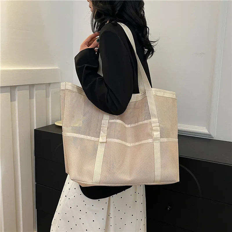 Mesh Beach Tote Bag for Women – Travel & Pool Organizer