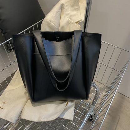Large Capacity Soft Leather Tote Bag – Women's Shoulder Shopper
