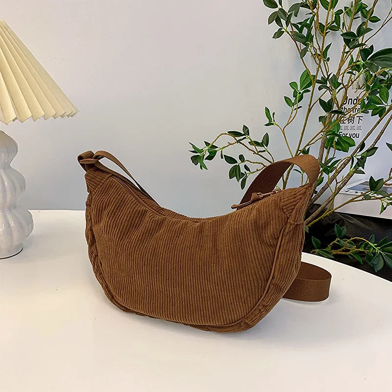 Women's Half Moon Leather Shoulder Bag – Soft Hobo Crossbody Purse