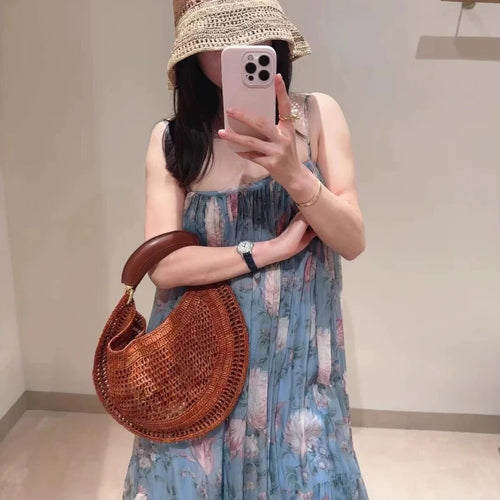 Woven Crescent Handbag – Hollow Design Women's Underarm Bag