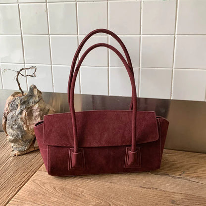 Vintage Suede Shoulder Bag – Women's Crossbody Handbag